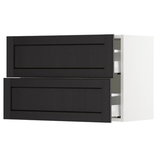 SEKTION / MAXIMERA Armoire murale à 2 tiroirs, blanc/Lerhyttan teinté noir, 30x15x20 "