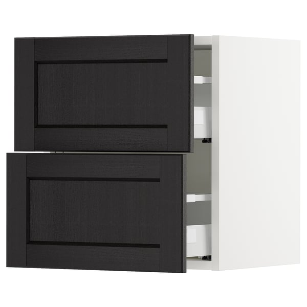 SEKTION / MAXIMERA Armoire murale à 2 tiroirs, blanc/Lerhyttan teinté noir, 18x15x20 "
