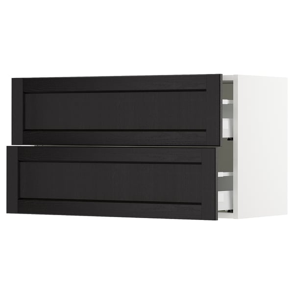 SEKTION / MAXIMERA Armoire murale à 2 tiroirs, blanc/Lerhyttan teinté noir, 36x15x20 "
