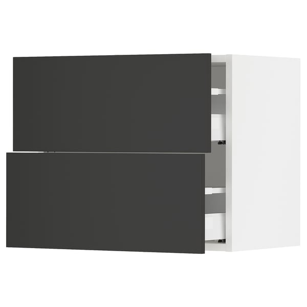 SEKTION / MAXIMERA Armoire murale à 2 tiroirs, blanc/Nickebo anthracite mat, 24x15x20 "