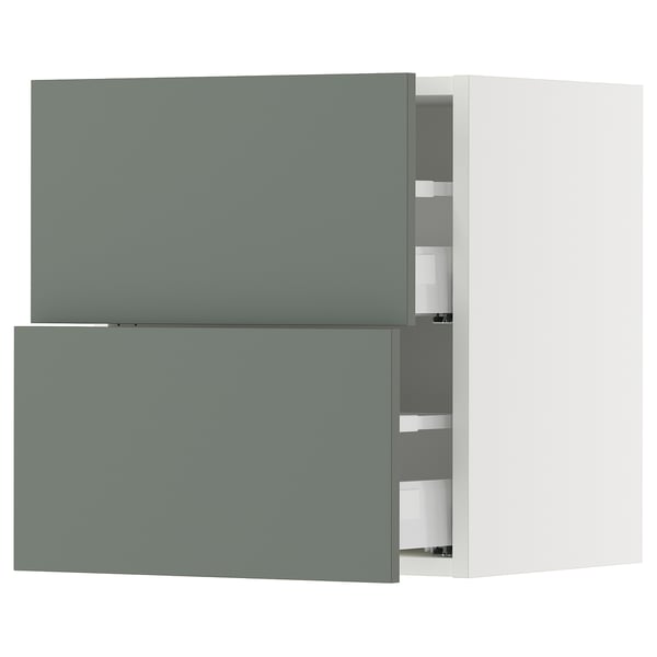 SEKTION / MAXIMERA Armoire murale à 2 tiroirs, blanc/Nickebo gris -vert mat, 18x15x20 "