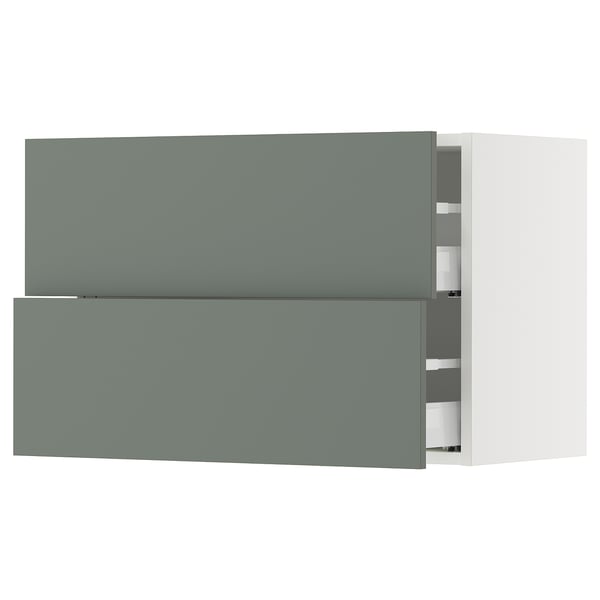 SEKTION / MAXIMERA Armoire murale à 2 tiroirs, blanc/Nickebo gris -vert mat, 30x15x20 "
