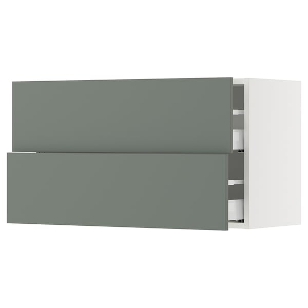 SEKTION / MAXIMERA Armoire murale à 2 tiroirs, blanc/Nickebo gris -vert mat, 36x15x20 "