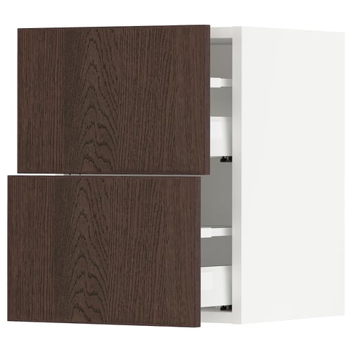 SEKTION / MAXIMERA Armoire murale à 2 tiroirs, blanc/Sinarp brun, 15x15x20 "