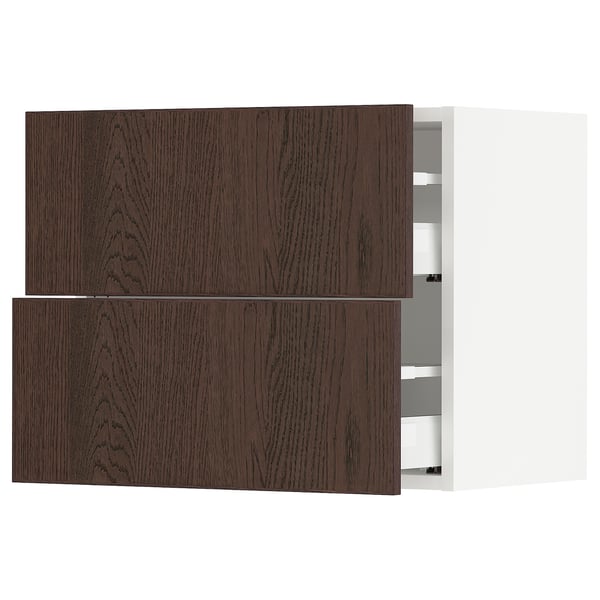 SEKTION / MAXIMERA Armoire murale à 2 tiroirs, blanc/Sinarp brun, 24x15x20 "