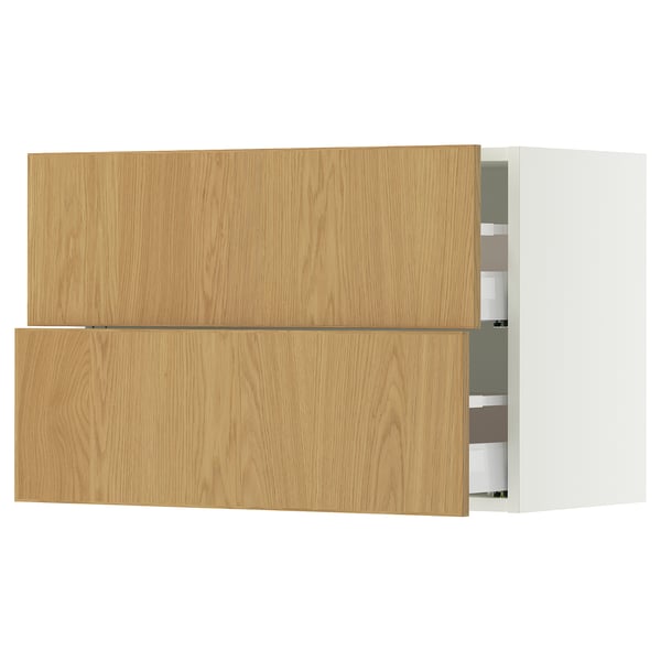 SEKTION / MAXIMERA Armoire murale à 2 tiroirs, blanc/Sinarp chêne plaqué, 30x15x20 "