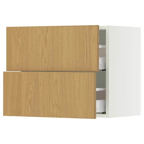 SEKTION / MAXIMERA Armoire murale à 2 tiroirs, blanc/Sinarp chêne plaqué, 24x15x20 "