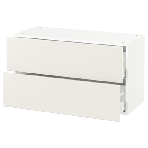 SEKTION / MAXIMERA Armoire murale à 2 tiroirs, blanc/Veddinge blanc, 36x15x20 "