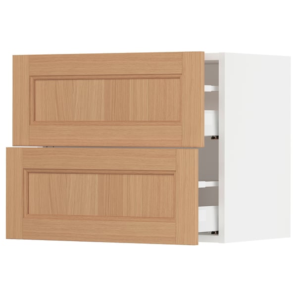 SEKTION / MAXIMERA Armoire murale à 2 tiroirs, blanc/Vedhamn chêne, 24x15x20 "