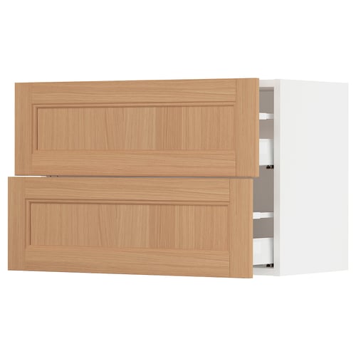 SEKTION / MAXIMERA Armoire murale à 2 tiroirs, blanc/Vedhamn chêne, 30x15x20 "