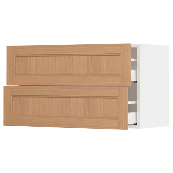 SEKTION / MAXIMERA Armoire murale à 2 tiroirs, blanc/Vedhamn chêne, 36x15x20 "