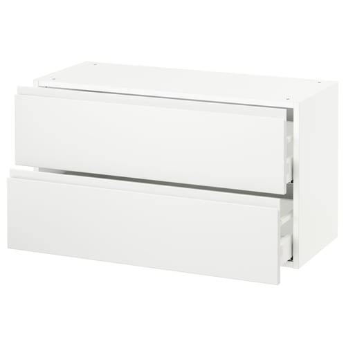 SEKTION / MAXIMERA Armoire murale à 2 tiroirs, blanc/Voxtorp blanc mat, 36x15x20 "