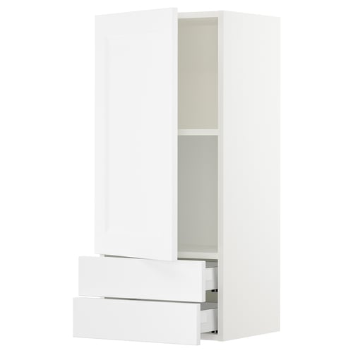 SEKTION / MAXIMERA Armoire murale avec porte/2tiroirs, blanc/Axstad blanc mat, 18x15x40 "