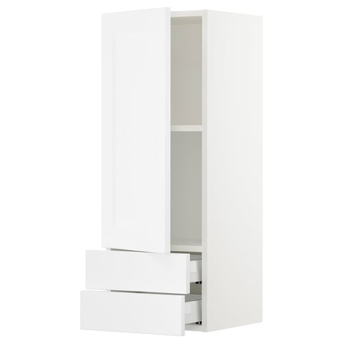 SEKTION / MAXIMERA Armoire murale avec porte/2tiroirs, blanc/Axstad blanc mat, 15x15x40 "
