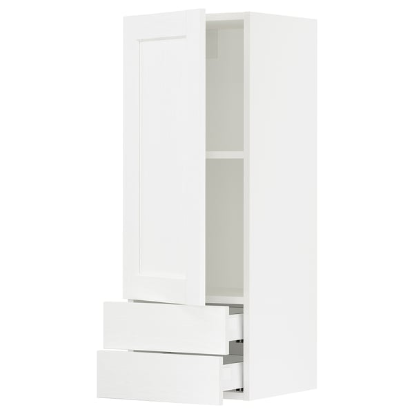 SEKTION / MAXIMERA Armoire murale avec porte/2tiroirs, blanc Enköping/blanc effet bois, 15x15x40 "