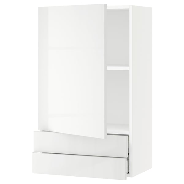 SEKTION / MAXIMERA Armoire murale avec porte/2tiroirs, blanc/Ringhult blanc, 24x15x40 "