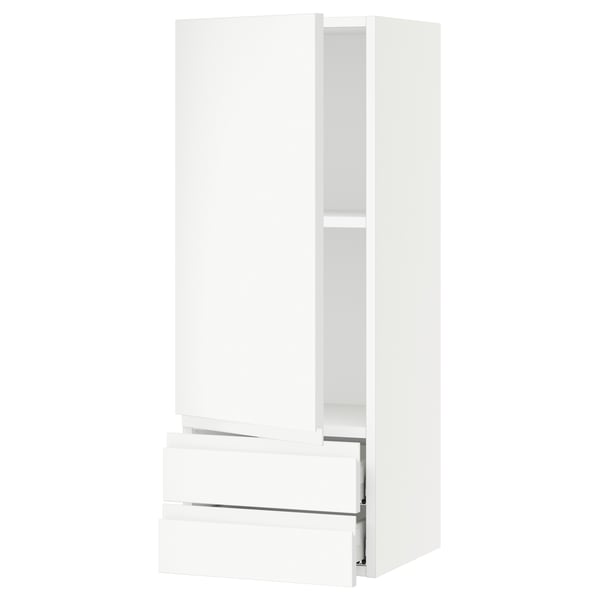 SEKTION / MAXIMERA Armoire murale avec porte/2tiroirs, blanc/Voxtorp blanc mat, 15x15x40 "