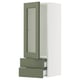 SEKTION / MAXIMERA Armoire murale pte vitrée/2 tiroirs, blanc/Axstad gris-vert, 15x15x40 "