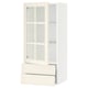 SEKTION / MAXIMERA Armoire murale pte vitrée/2 tiroirs, blanc/Bodbyn blanc cassé, 18x15x40 "