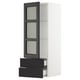 SEKTION / MAXIMERA Armoire murale pte vitrée/2 tiroirs, blanc/Lerhyttan teinté noir, 15x15x40 "
