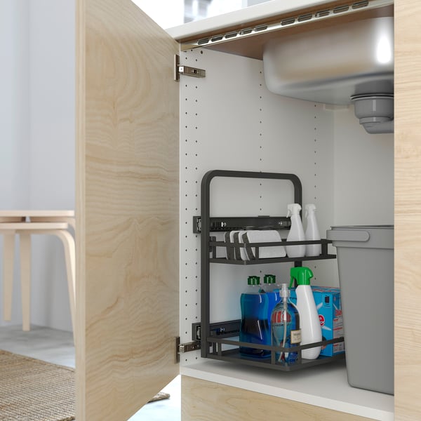 SEKTION Meuble évier+accessoire rangement, blanc/Veddinge blanc, 24x24x30 "