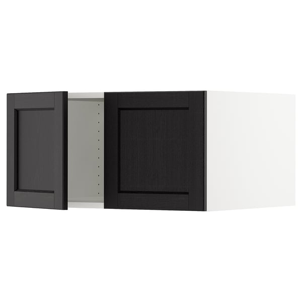 SEKTION Surmeuble réfr/cong 2 ptes, blanc/Lerhyttan teinté noir, 30x24x15 "