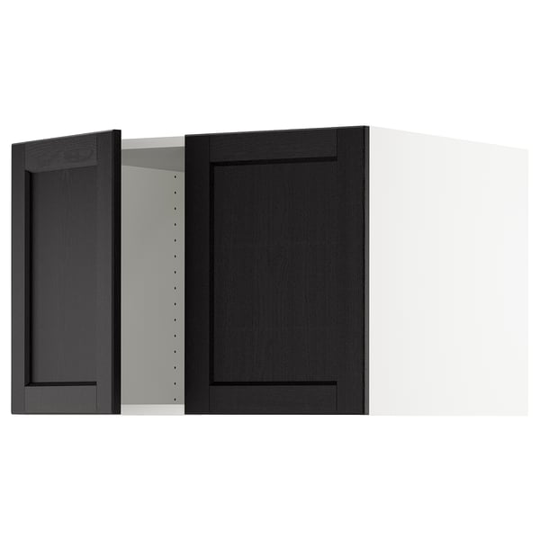 SEKTION Surmeuble réfr/cong 2 ptes, blanc/Lerhyttan teinté noir, 30x24x20 "