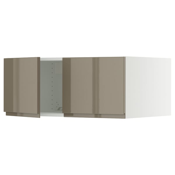 SEKTION Surmeuble réfr/cong 2 ptes, blanc/Voxtorp gris-brun foncé ultrabrillant, 36x24x15 "