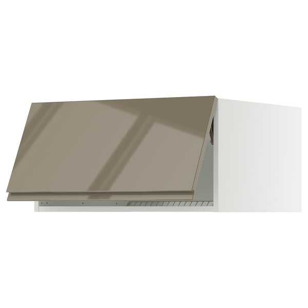 SEKTION Surmeuble réfr/cong, blanc/Voxtorp gris-brun foncé ultrabrillant, 30x24x15 "