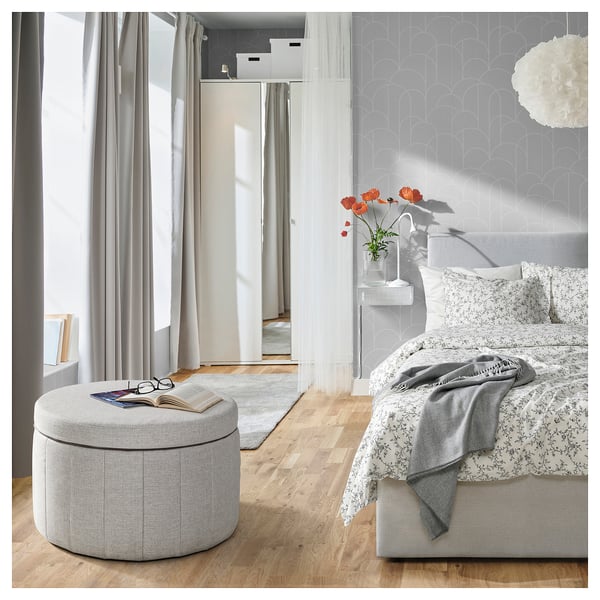 SIDSJÖ Pouf, avec rangement/Kilanda beige