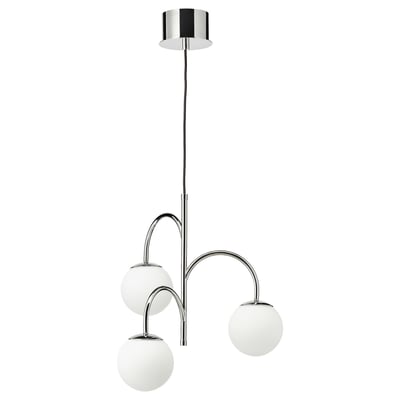SIMRISHAMN Suspension 3 branches, chromé/opalin verre, 22 "