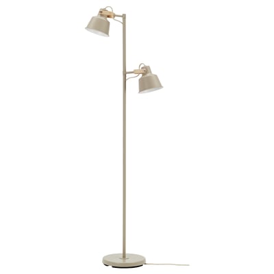 SJÖMAKT Lampadaire 2 spots, beige/frêne