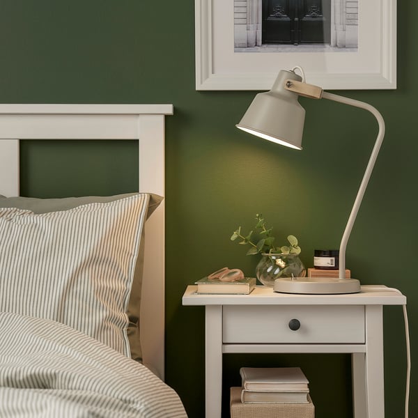 SJÖMAKT Lampe de bureau, beige/frêne