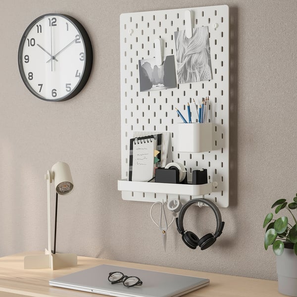 SKÅDIS Panneau perforé, agencement, blanc, 14 ¼x22 "