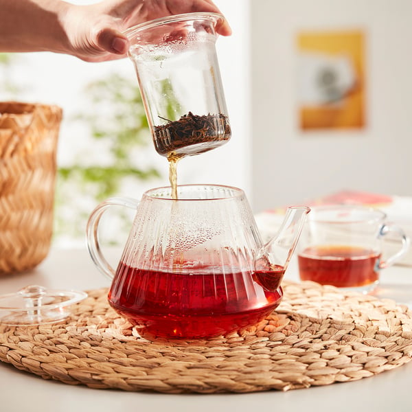SKÄLRYTA Théière, verre clair, 1.1 qt