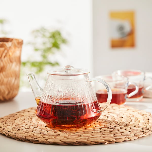 SKÄLRYTA Théière, verre clair, 1.1 qt
