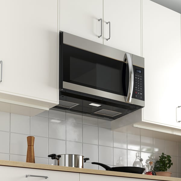 SKALLEBO Micro-ondes au-dessus cuisinière, acier inox, 30 "