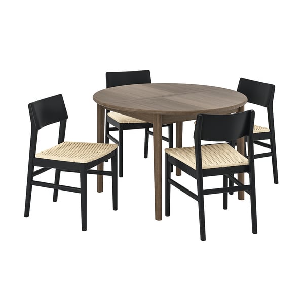 SKANSNÄS / SKANSNÄS Table et 4 chaises, brun hêtre/noir hêtre, 45 1/4/66 7/8 "