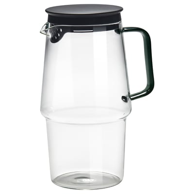 SKINNFISK Pichet avec couvercle, verre clair, 41 oz