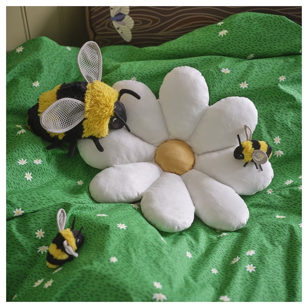 SKOGSDUVA Coussin, forme de fleur/blanc, 19x3 "