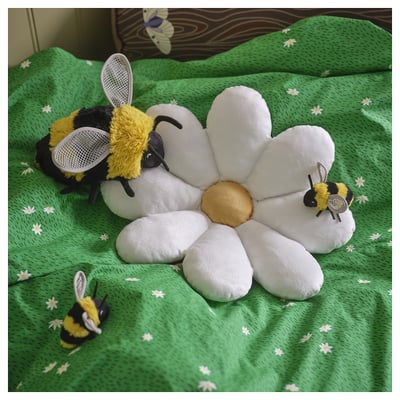 SKOGSDUVA Coussin, forme de fleur/blanc, 19x3 "