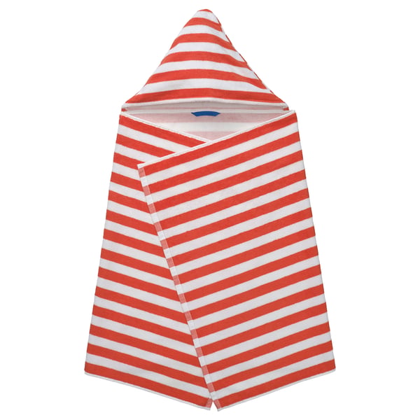 SKOGSSALLAT Cape de bain, rouge/blanc/rayé, 28x55 "