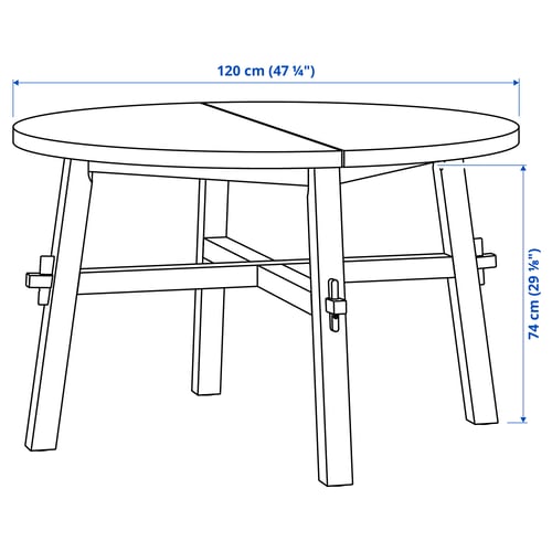 SKOGSTA Table, acacia/noir, 47 1/4 "