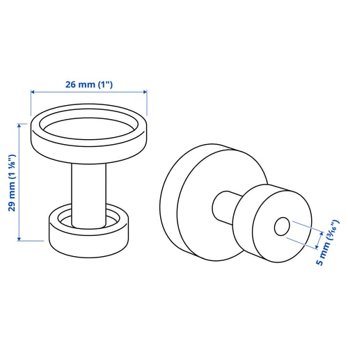 SKRUVSHULT Boutons, anthracite, 1 "