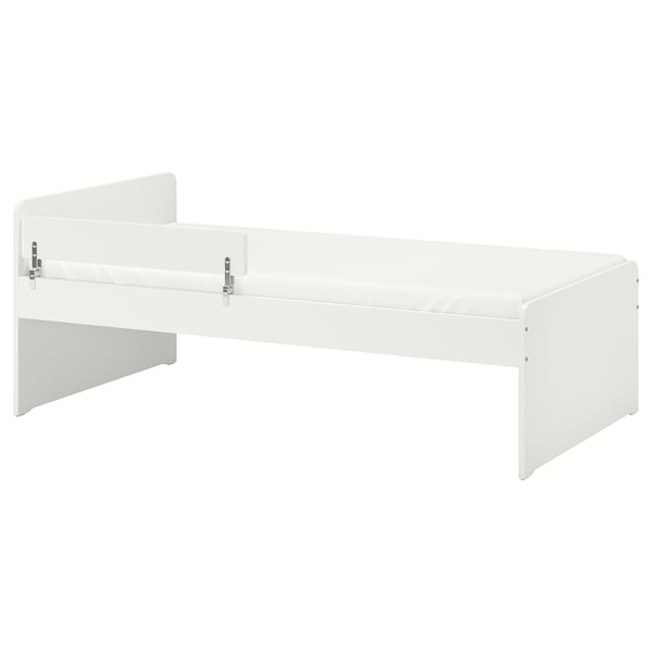 SLÄKT / NATTAPA Struct lit barrière+sommier lattes, blanc, 1 place
