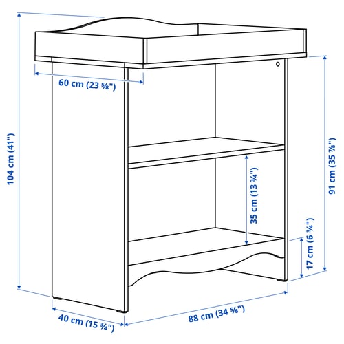 SMÅGÖRA Table à langer/bibliothèque, blanc