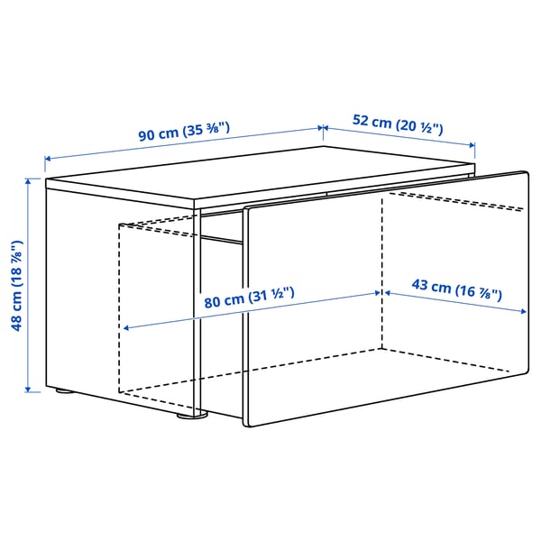 SMÅSTAD Banc avec rangement jouets, blanc/blanc, 35 3/8x20 1/2x18 7/8 "
