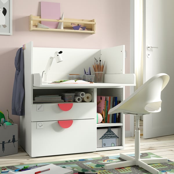SMÅSTAD Table à langer, blanc blanc/avec 3 tiroirs, 35 3/8x31 1/2x39 3/8 "