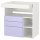 SMÅSTAD Table à langer, blanc mauve/avec 3 tiroirs, 35 3/8x31 1/2x39 3/8 "