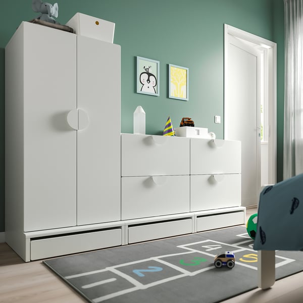 SMÅSTAD / UPPFÖRA Armoire-penderie, blanc blanc/avec 2 commodes, 70 7/8x25 5/8x53 1/2 "